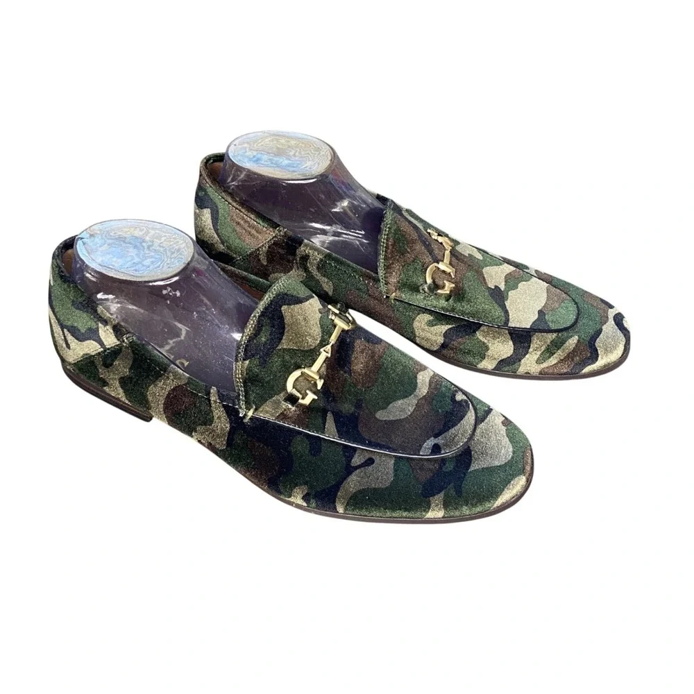 Guess Mens Camouflage Velvet Horsebit Loafer Green Brown Camo‎ Slip On Shoe 10